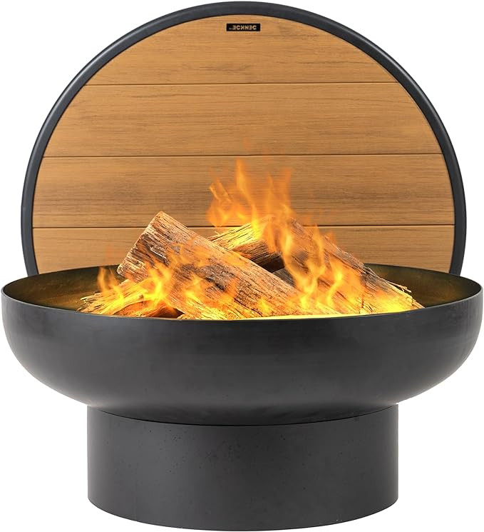 Cast Iron Fire Pit Table with Lid, Extra Thick and Heavy Duty Fire Bowl, Deep Round Firepit for O... | Amazon (US)