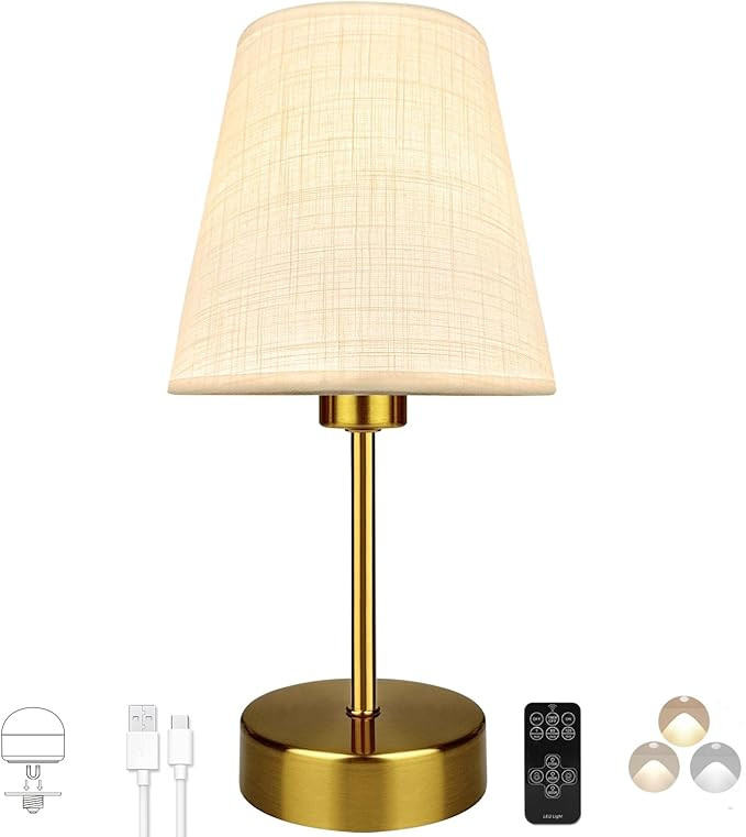 BLUEYE Mini Rechargeable Table Lamp,Remotte Control,Soft Warm 2700K-6000K,Dimmable,Timer,Flicker-... | Amazon (US)