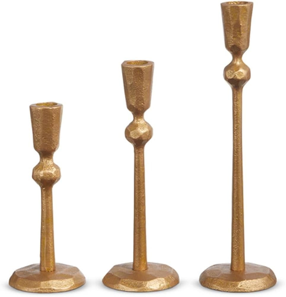 Raz Imports 2024 European Style 11" Hammered Gold Candle Sticks, Set of 3 | Amazon (US)