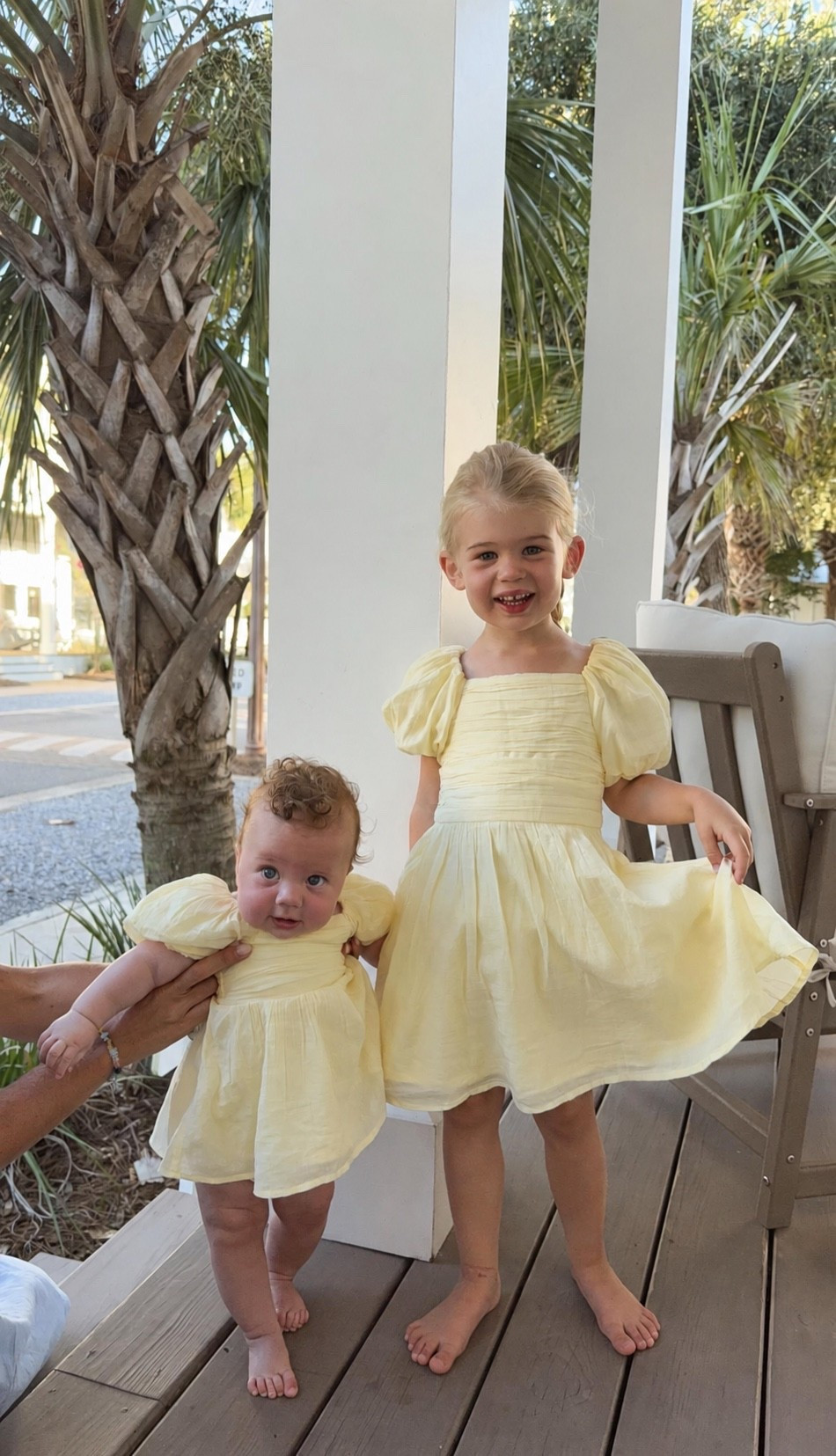 Blake & Noa’s matching dresses 💛 these are @abercrombie and buy one get one 50% off right now!