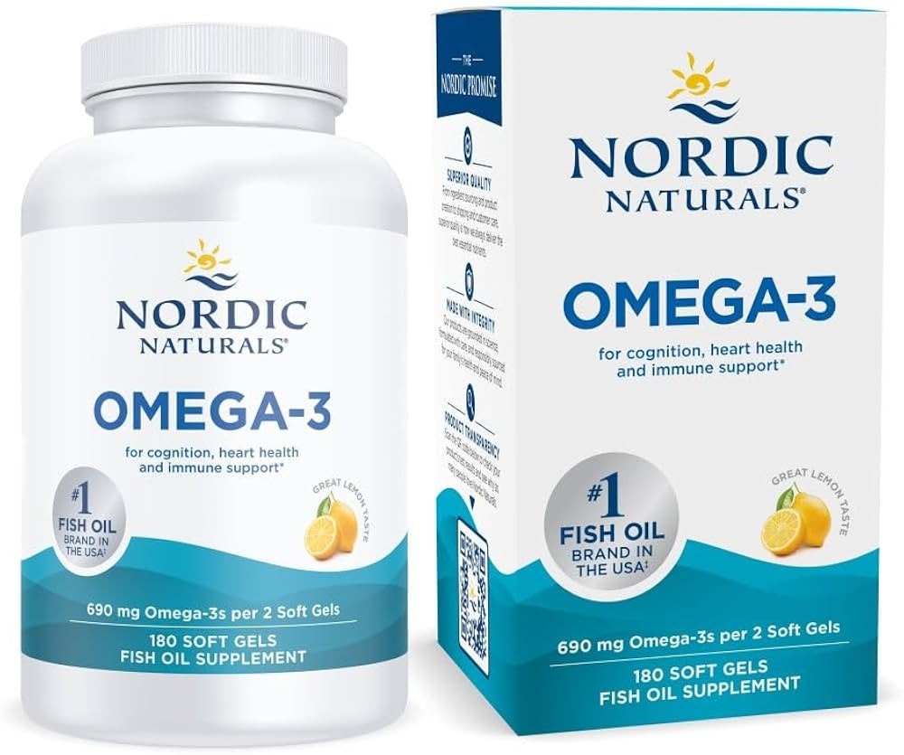 Nordic Naturals Omega-3, Lemon Flavor - 180 Soft Gels - 690 mg Omega-3 - Fish Oil - EPA & DHA - I... | Amazon (US)
