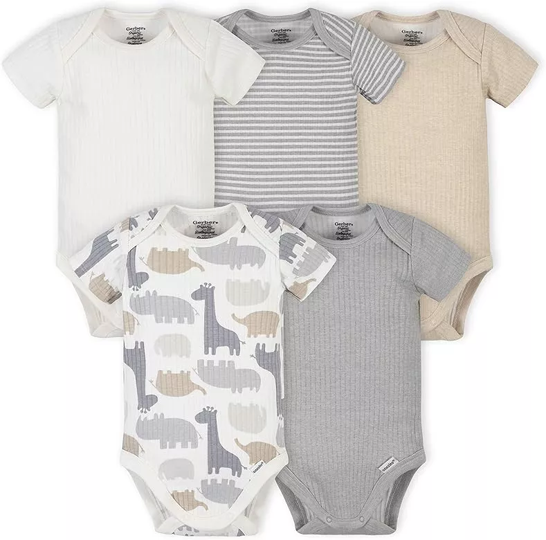 5-Pack Baby Boys Comfy Stretch Badger Short Sleeve Onesies