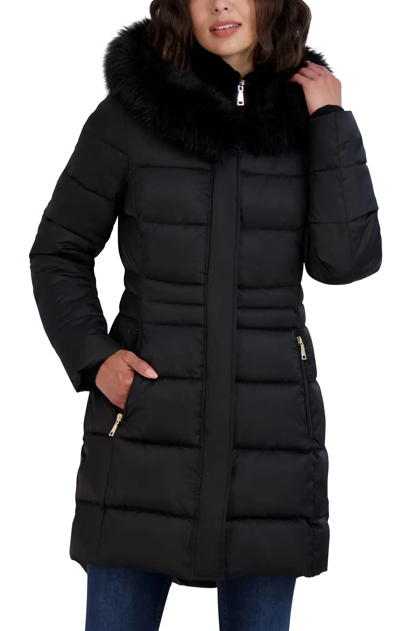 Tahari Dana Puffer Coat with Faux Fur Trim | Nordstromrack | Nordstrom Rack