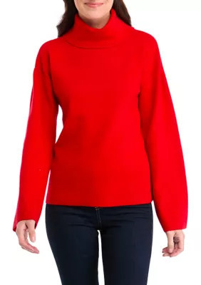 Wonderly Women's Long Sleeve Slouchy Turtleneck Sweater, Red, Medium | Belk