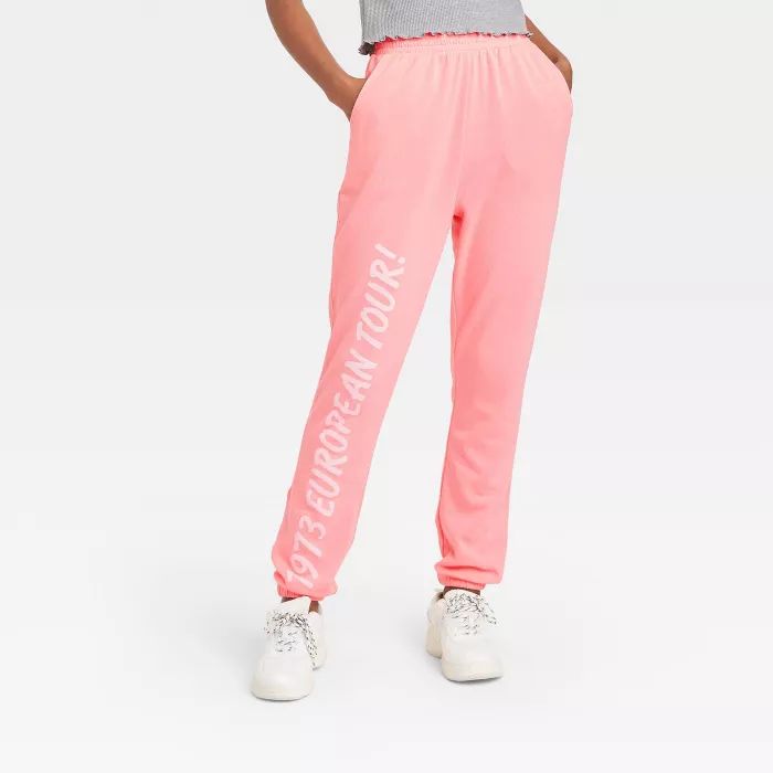 Women's The Rolling Stones Lips Graphic Jogger Pants - Pink | Target
