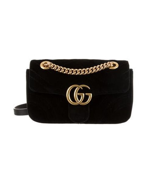 Gucci Velvet GG Marmont Mini Matelassé Bag Black | The RealReal