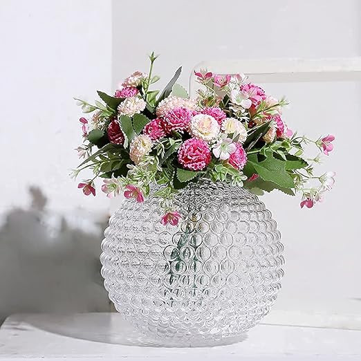 Small Glass Round Vase for Weddings,Ribbed Crystal Glass Vase,Events, Decorating, Arrangements, F... | Amazon (US)