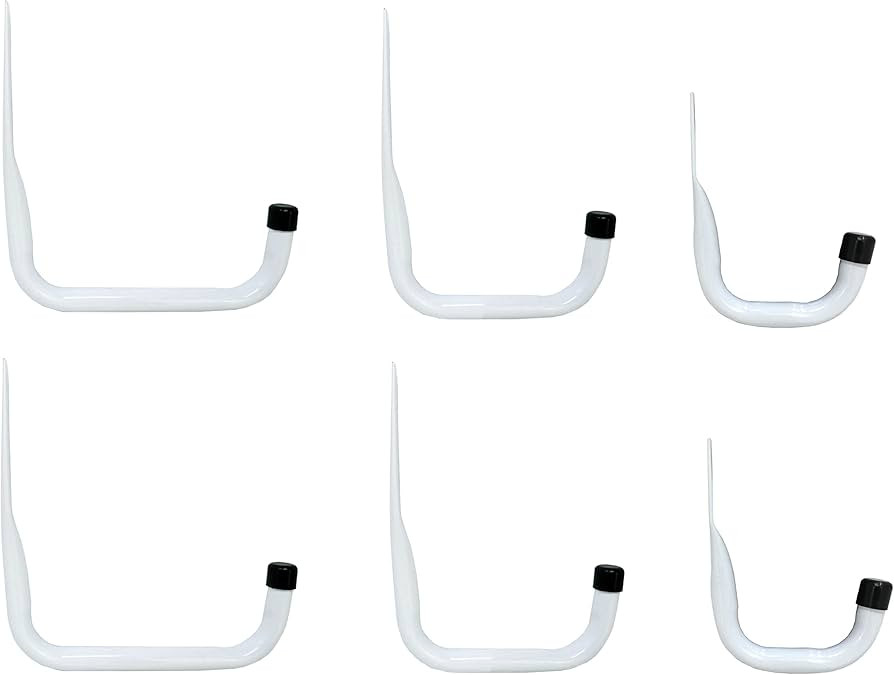 Shepherd Hardware 8096E Heavy Duty Steel Garage Storage Utility Hooks, 3 Sizes, 6 Pack, White | Amazon (US)