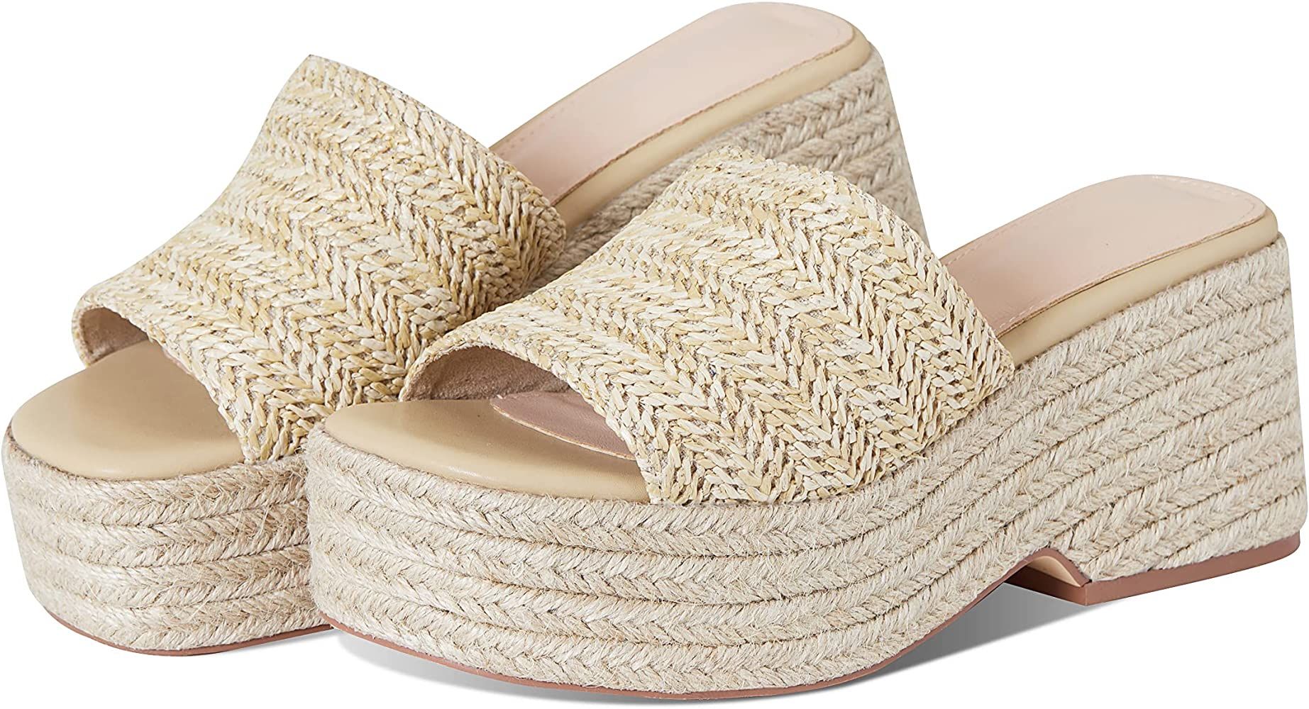EQAUDES Platform Slip on Espadrille Sandals for Women Wedges Slides Bohemia Sandals Flatform Open To | Amazon (US)