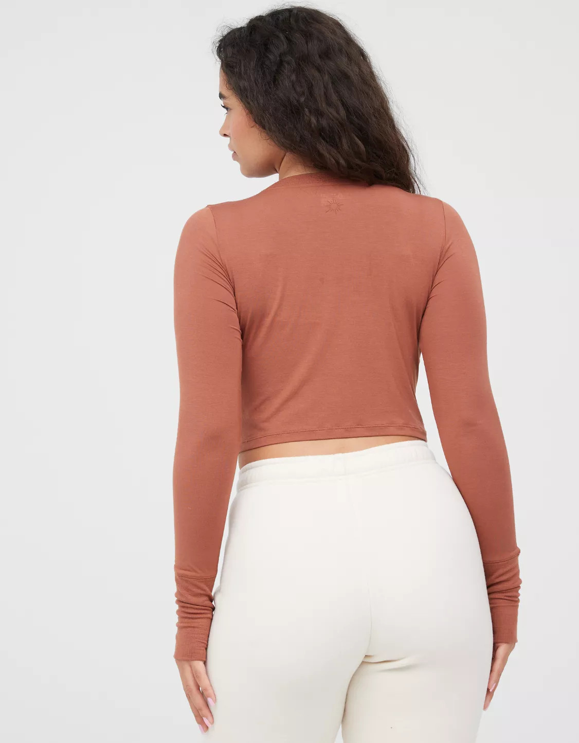 OFFLINE by Aerie Thumbs Up Ribbed Cropped Long Sleeve T-Shirt | Aerie