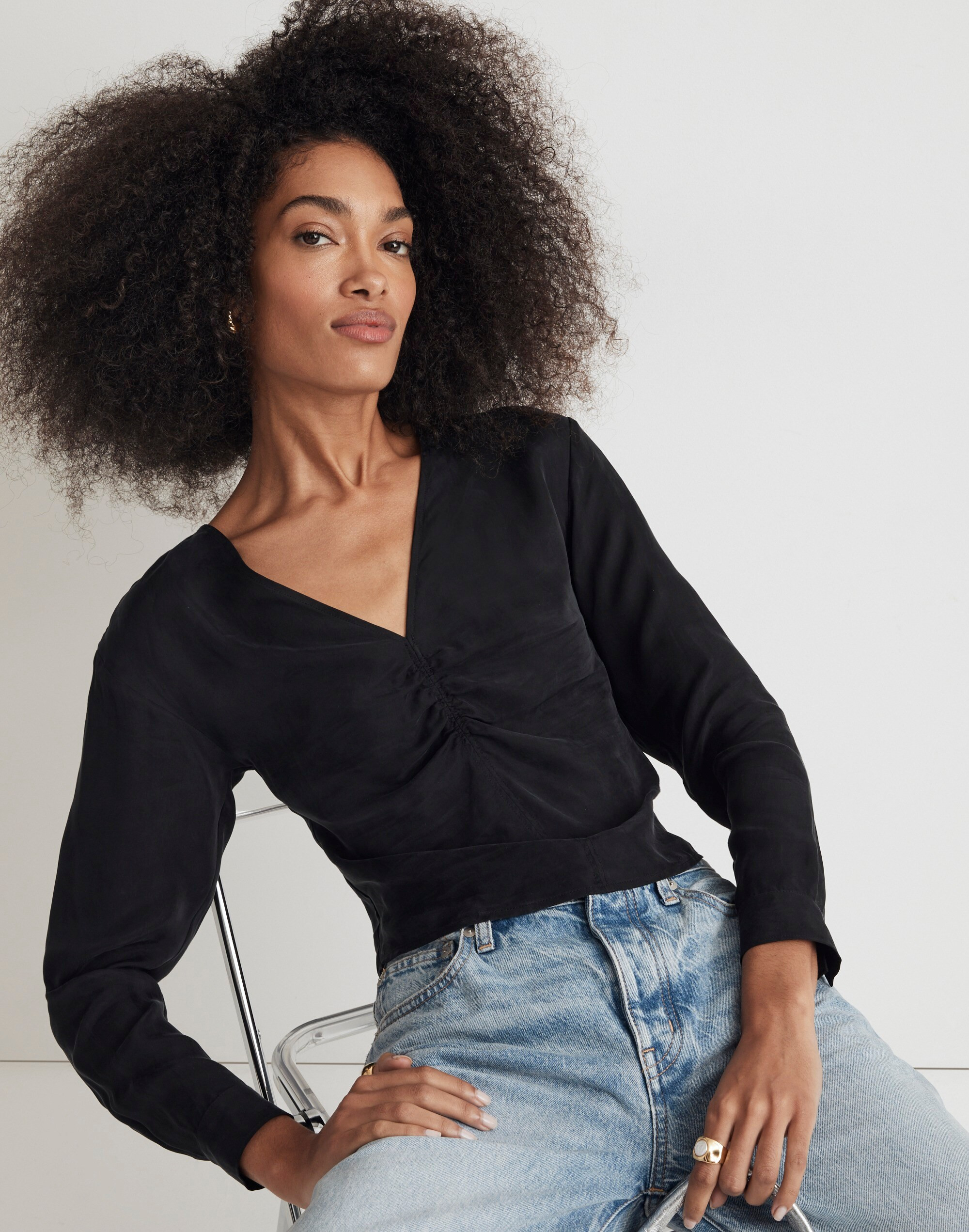 Brushed Ruched-Front Top | Madewell