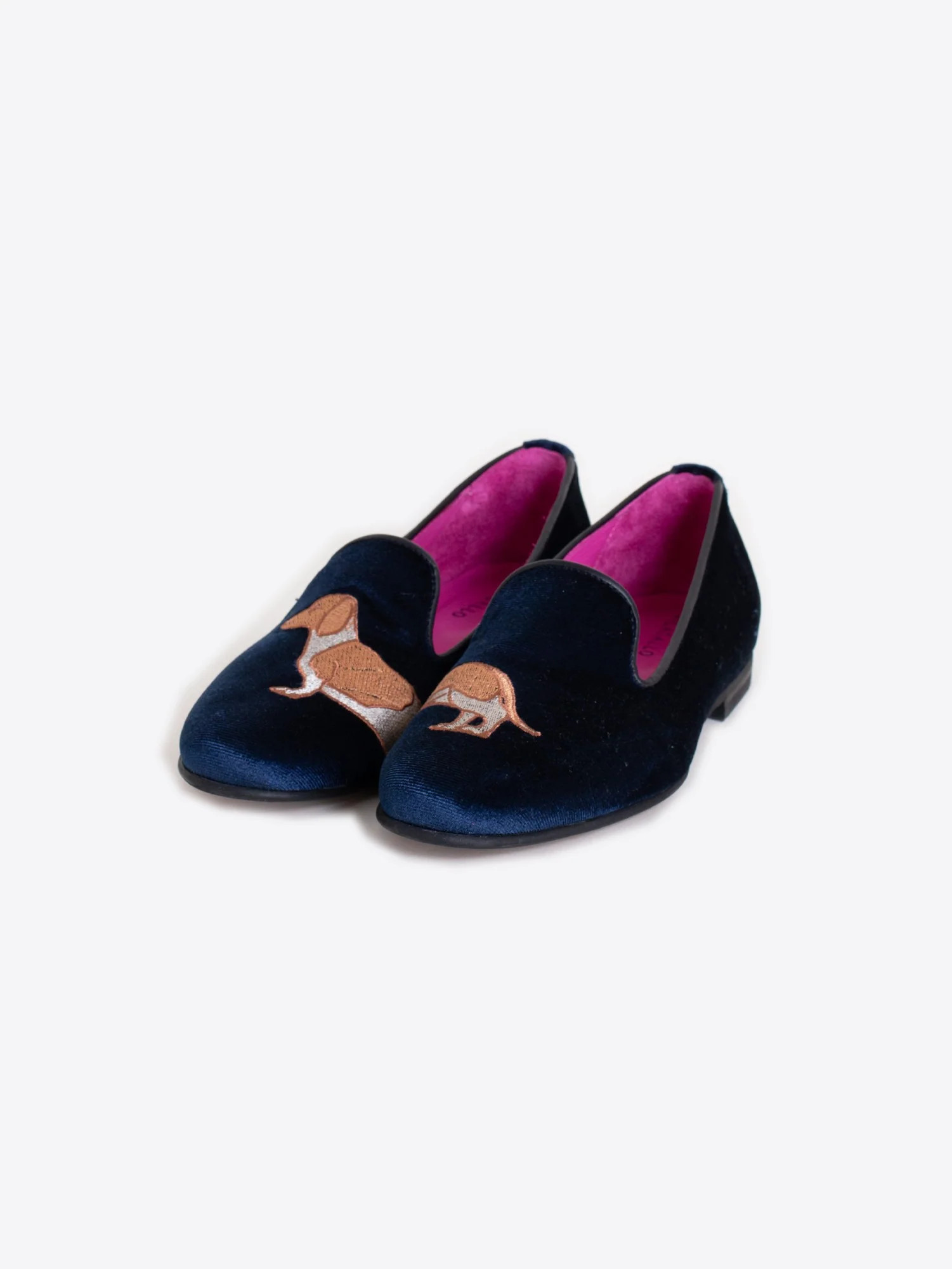 SHOE SLIPPER TERC AZ EMB TECKEL VELVET NAVY | Triple Threads