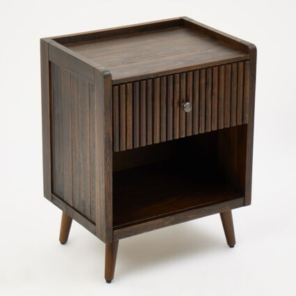 Brown Fluted Bedside Table 66x43cm | TK Maxx