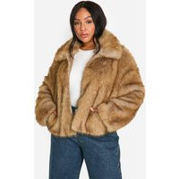 Womens Plus Premium Collared Faux Fur Coat - Brown - 24 | boohoo (US & Canada)