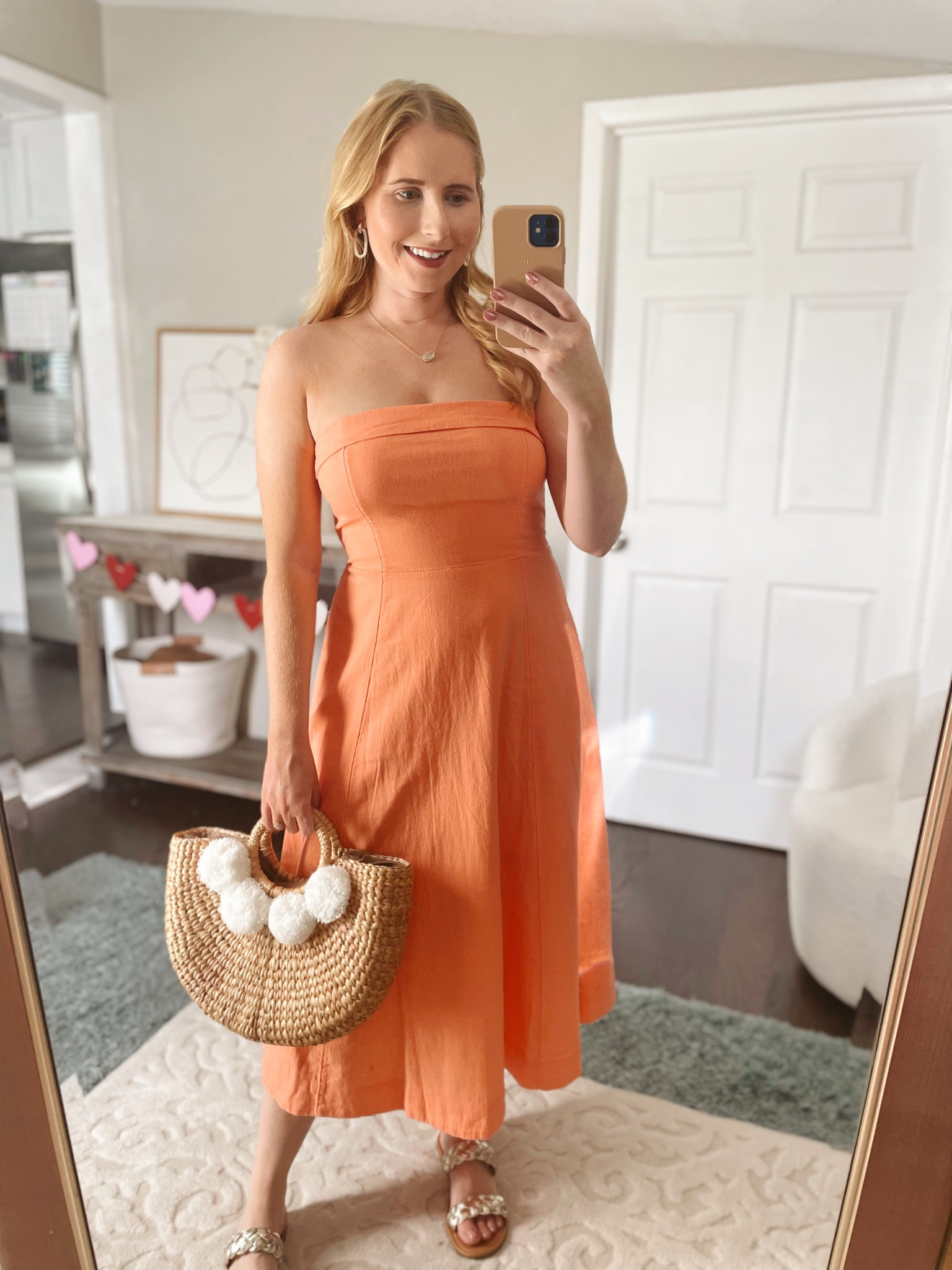 Strapless Linen-Blend Midi Dress curated on LTK