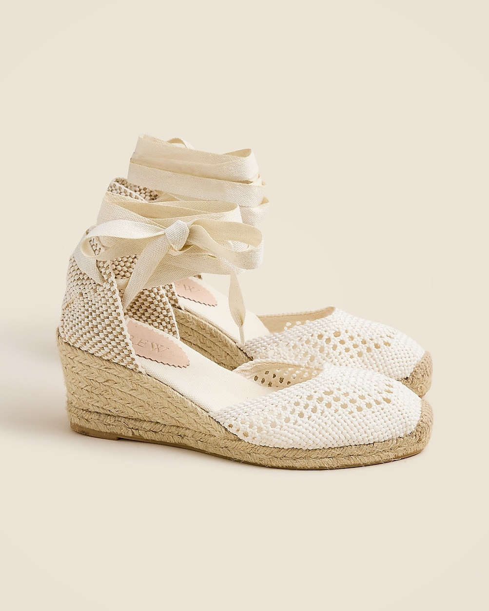 Made-in-Spain crochet lace-up espadrille wedges | J. Crew US