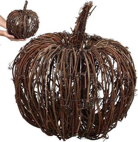Garneck Wicker Rattan Pumpkin Grapevine Realistic Fake Pumpkins Small Fall Harvest Rattan for Hal... | Amazon (US)