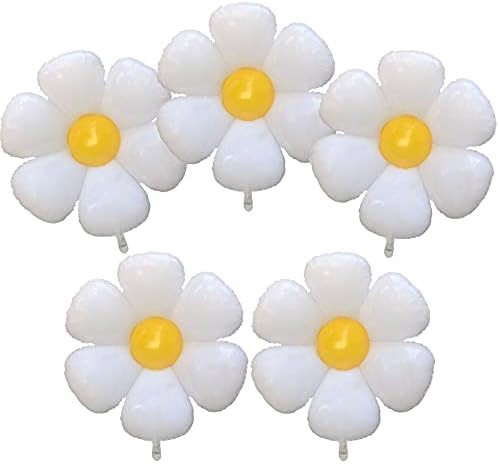 Daisy Balloons Huge Flower Balloon 30 Inch White Daisy Party Decorations Large Foil Mylar Balloon... | Amazon (US)