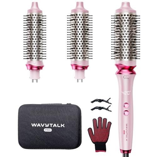 Wavytalk Heatwave Pro Ionic Thermal Brush Set, 3-Size Heated Round Brush for Short to Long Hair, Bilateral Negative Ions for Frizz-Free Shiny Blowout, Pink | Amazon (US)