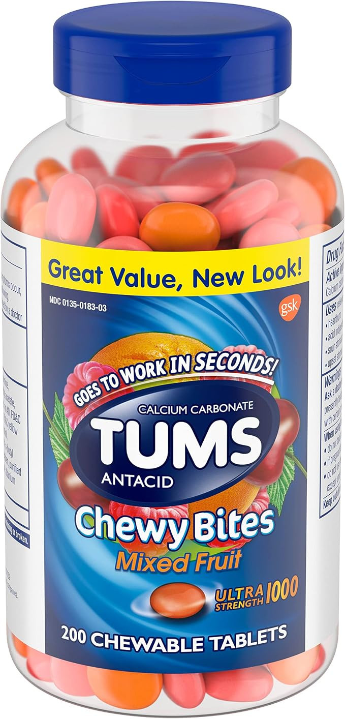 TUMS Antacid Chewable Bites - Ultra Strength Chewable Tablets for Heartburn and Indigestion Relie... | Amazon (US)