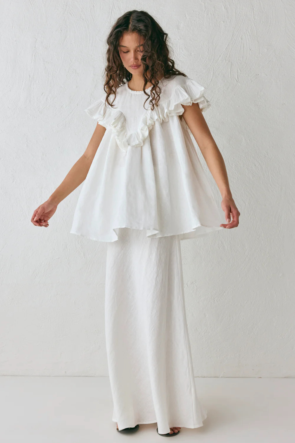 Viola Linen Tunic White | VRG Grl