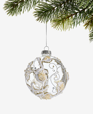 Gilded Glamour Glass Clear Floral Ball Ornament, Macy's Exclusive | Macy's