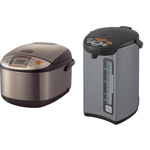 Zojirushi NS-TSC18 Micom Rice Cooker and Warmer, 10-Cups & Micom Water Boiler & Warmer, 135 oz. / 4.0 Liters, Silver | Amazon (US)