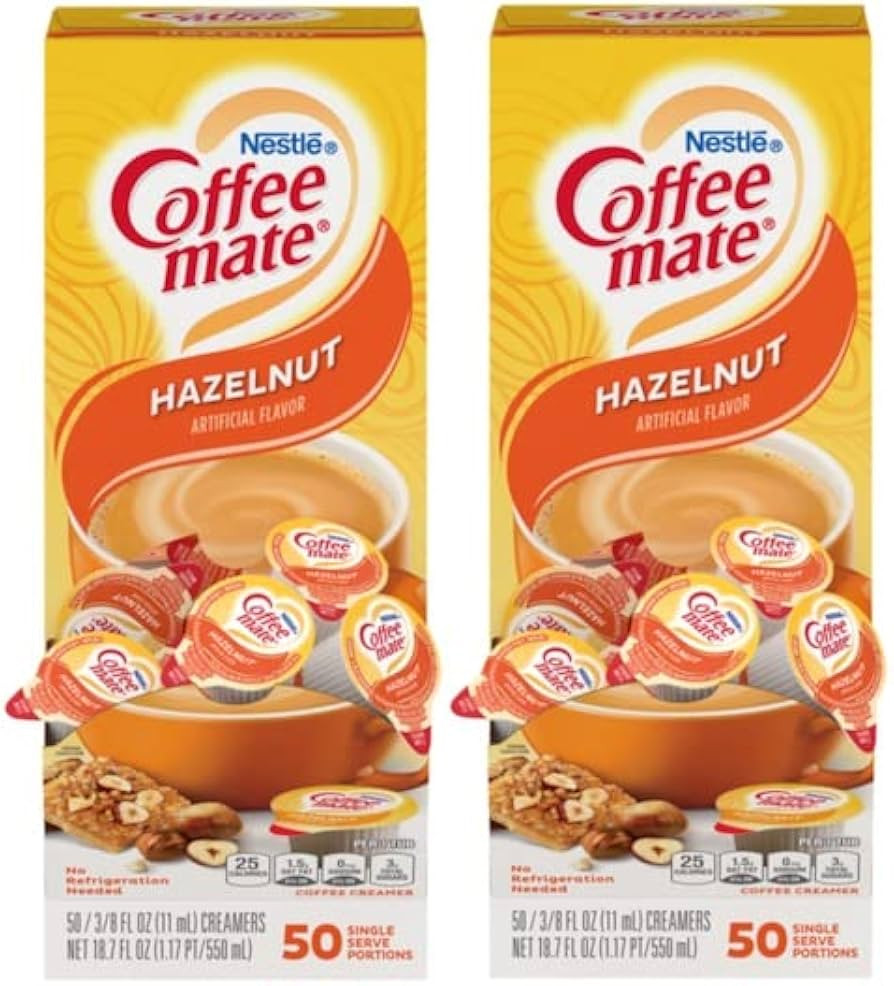 Coffee-Mate Hazelnut Liquid Creamer Singles - 50 Count Box (Pack of 2) and Exclusive Phoenix Rose... | Amazon (US)