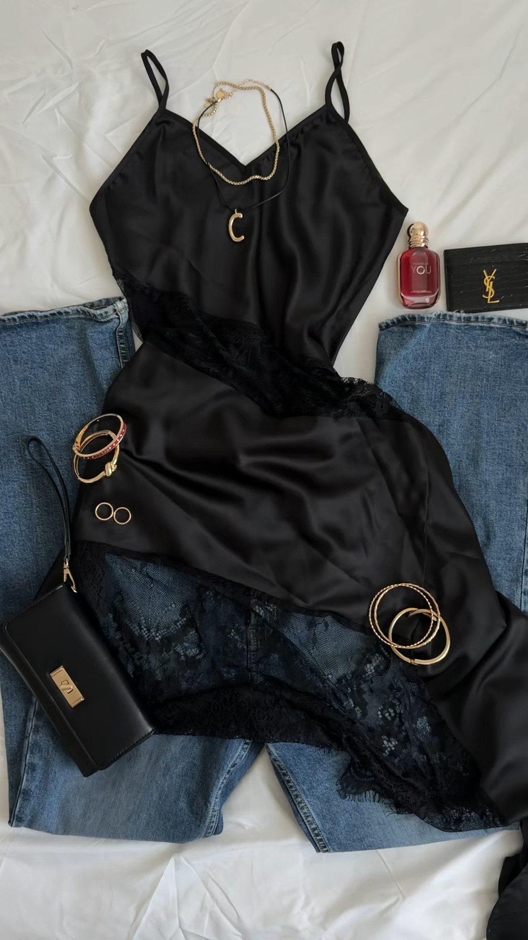 Chic ootd black lace cami dress layered stacking outfit 

#LTKootd #LTKTall