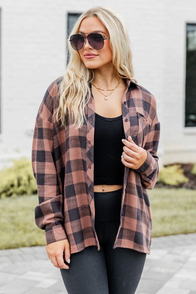 Made Me Realize Hazelnut Plaid Button Front Shirt | Pink Lily
