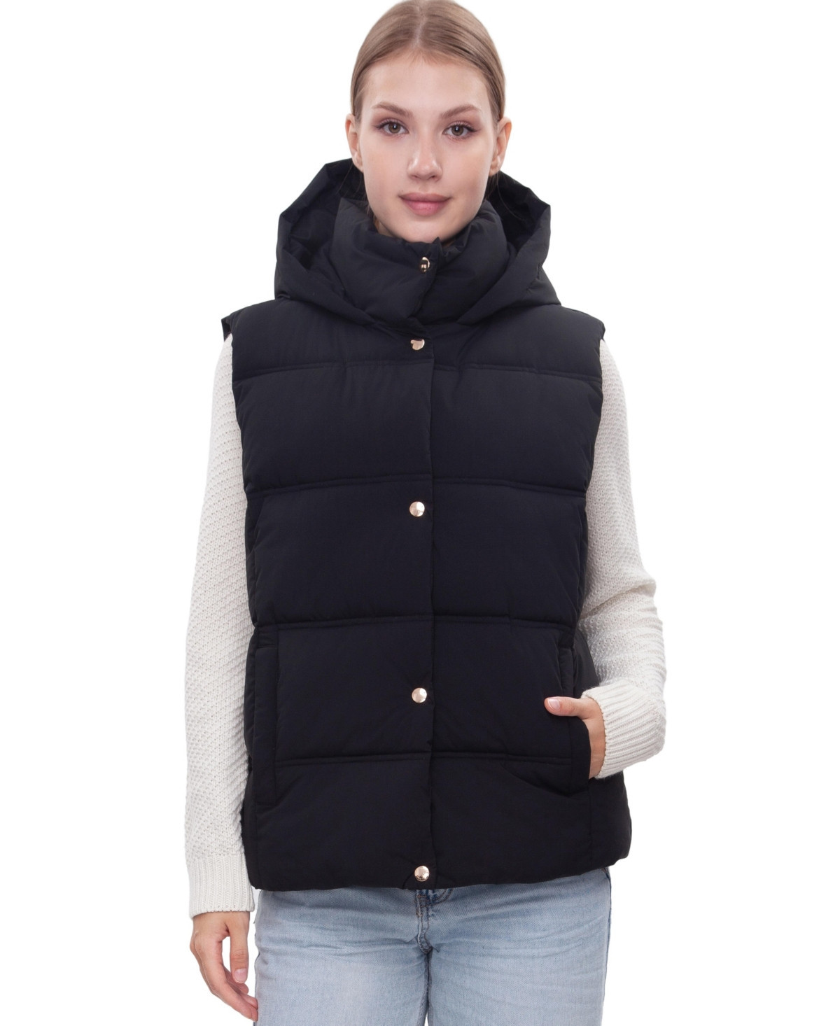 Rokka&Rolla Women's Midweight Puffer Vest - Black | Macy's