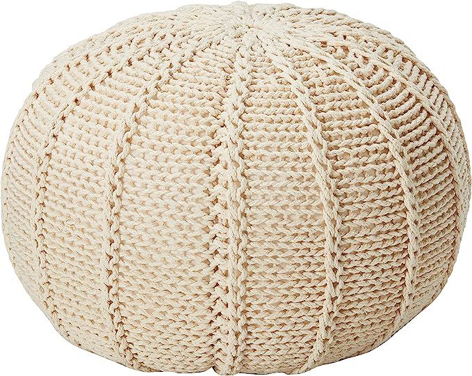 Christopher Knight Home Agatha Knitted Cotton Pouf, Beige | Amazon (US)