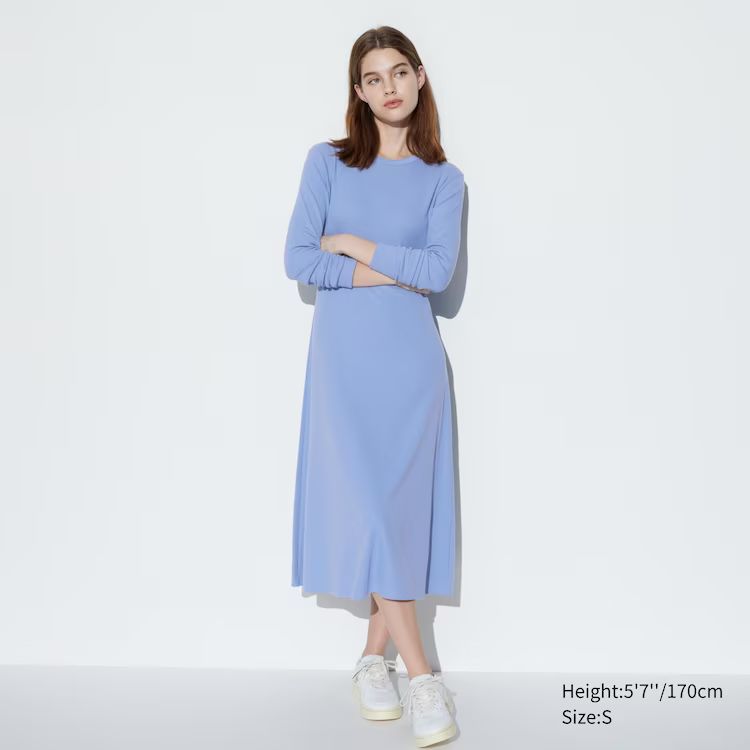 Ribbed Long-Sleeve Flare Dress | UNIQLO (US)