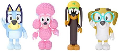 Bluey and Friends 4 Pack of 2.5-3" Poseable Figures, Including Bluey, Snickers, Coco, & Honey | Amazon (US)