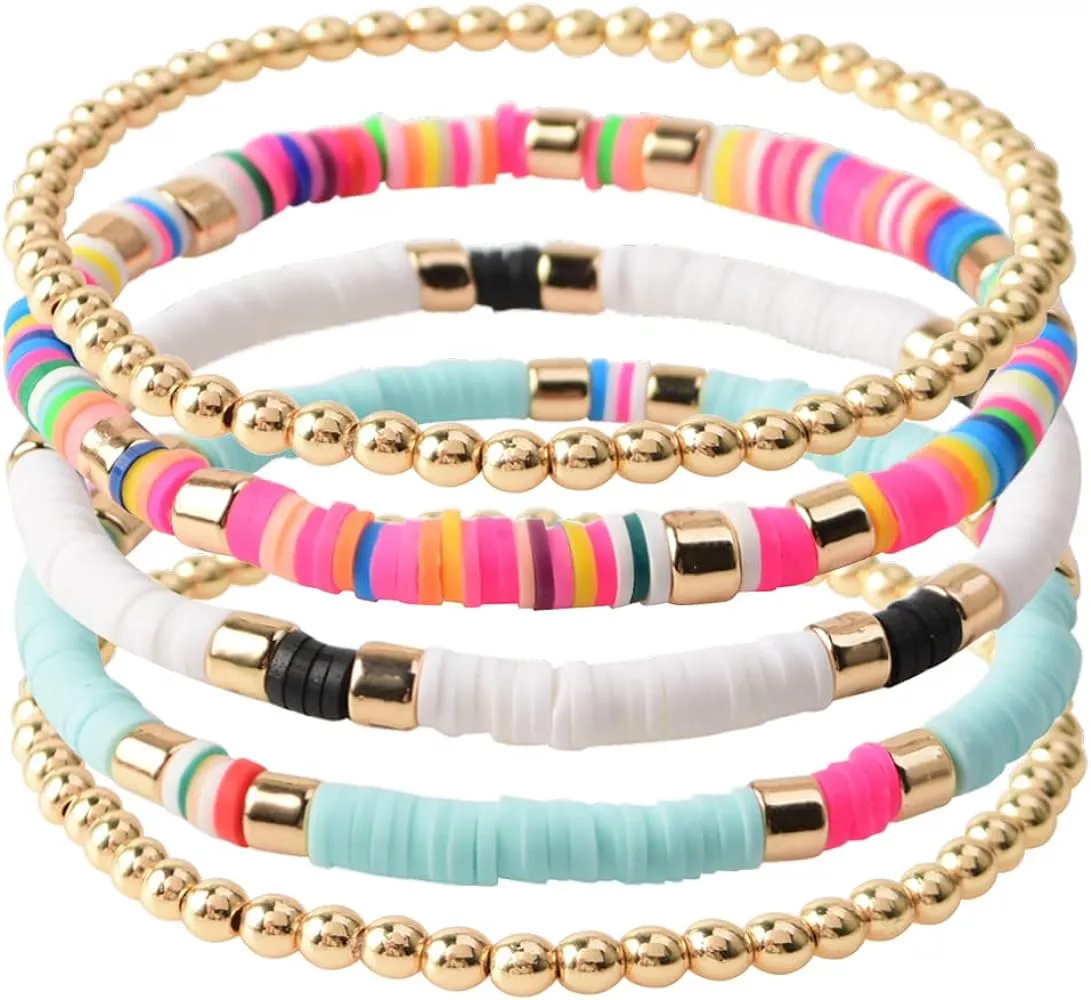  GOOJIDS Surfer Heishi Clay Bead Bracelets for Women