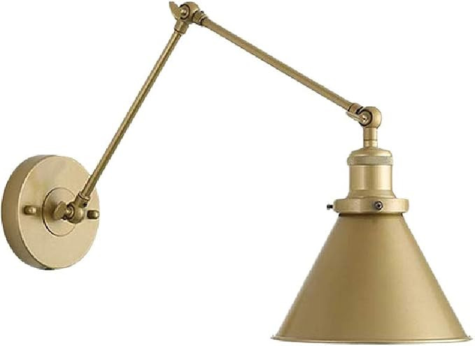 KWOKING Lighting Industrial Cone Shade Wall Mount Sconce 1 Light Swing Arm Wall Lamp Vintage Meta... | Amazon (CA)