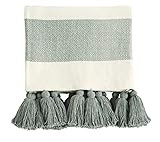 Mud Pie Woven Tassel Grey Throw Blanket, 50 x 61 inch, Gray/White Stripe | Amazon (US)