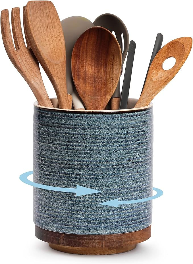 DOWAN Utensil Holder, 360° Rotating Extra Large Cooking Utensil Holder, 7.6" Kitchen Utensil Hol... | Amazon (US)