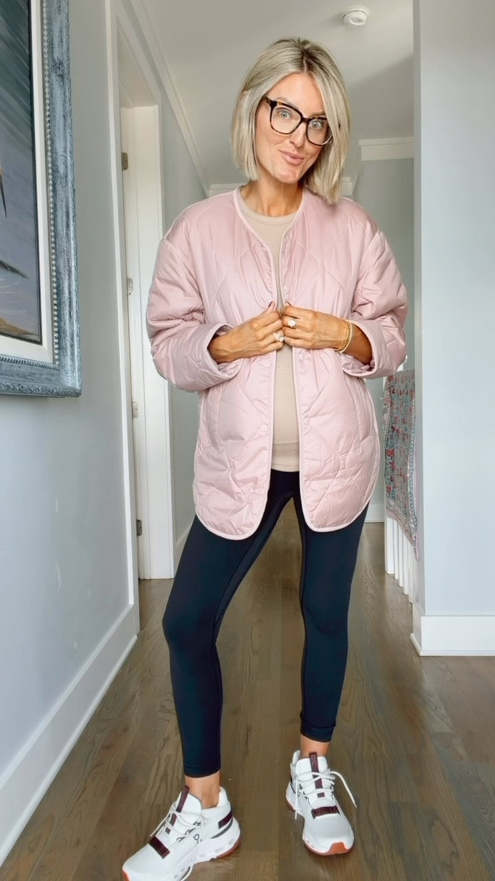 I am obsessed with this pink quilted jacket from lululemon! It’s so warm! I’m wearing it with one of my favorite ribbed tees and the align leggings! Wearing XS in jacket, 8 in the tee, & 6 in the leggings! @lululemon #lululemoncreator #ad 

Loverly Grey, lululemon, athleisure, activewear, quilted jacket, leggings, ribbed tees, maternity, fall outfit, travel outfit 

#LTKSeasonal #LTKStyleTip