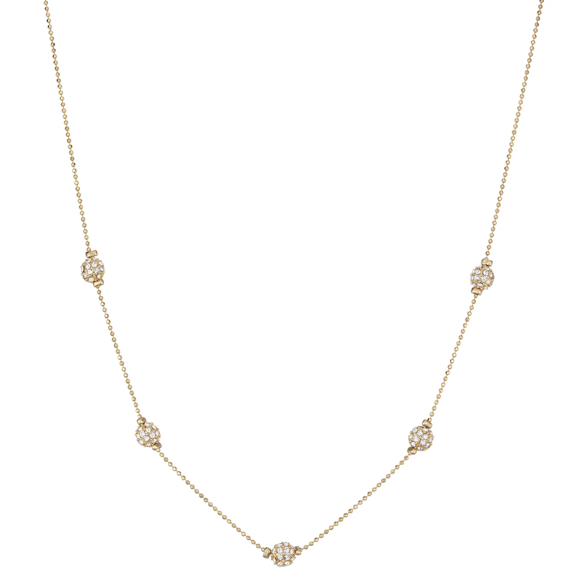 Nine West Gold Tone Crystal Pave Ball Station Necklace | Kohl's