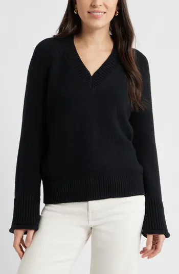 Oversize V-Neck Cotton Sweater | Nordstrom