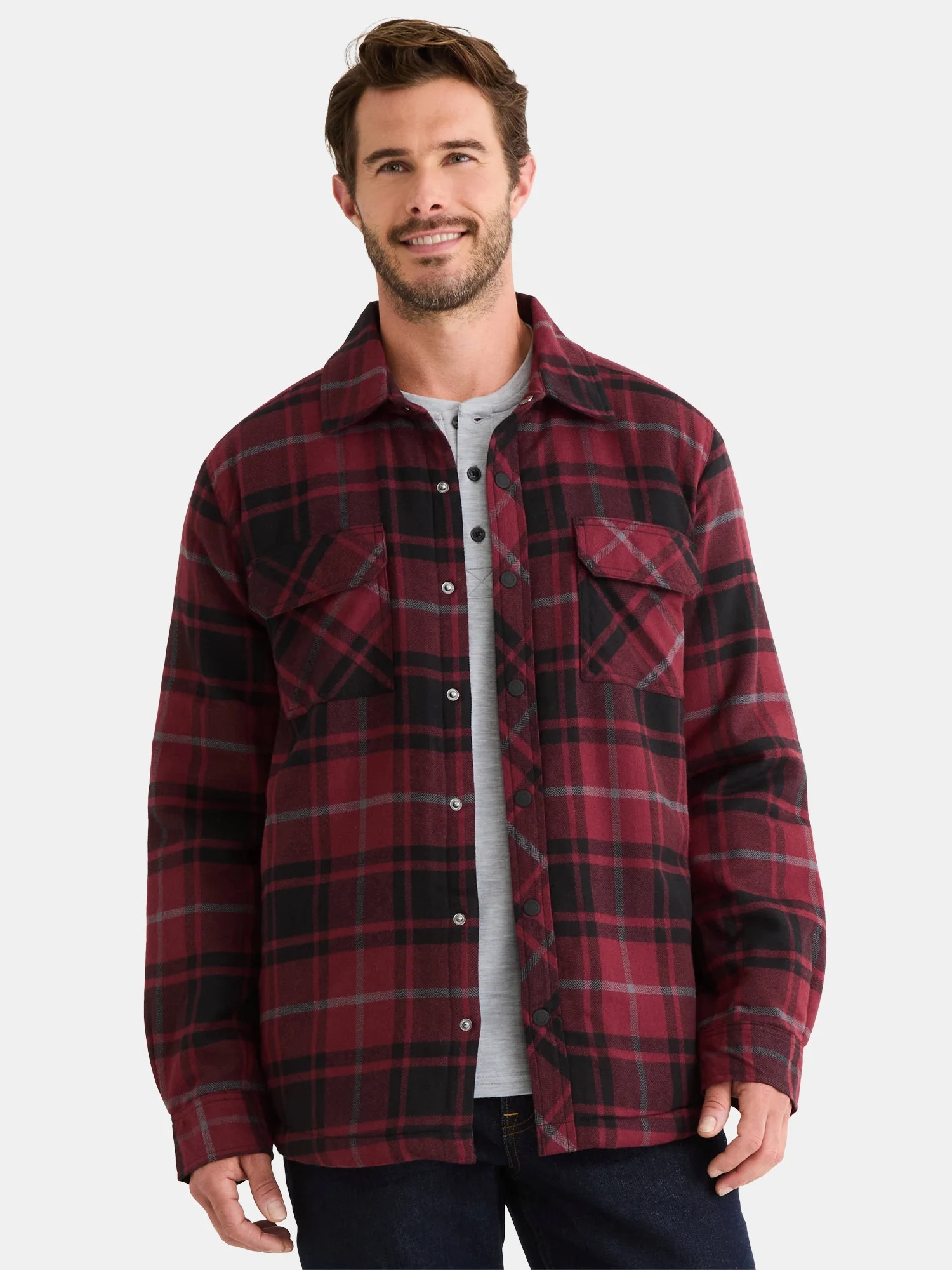 George Men's Shirt Jacket with Long Sleeves, High Pile Fleece Lining, Sizes S-3XL | Walmart (US)