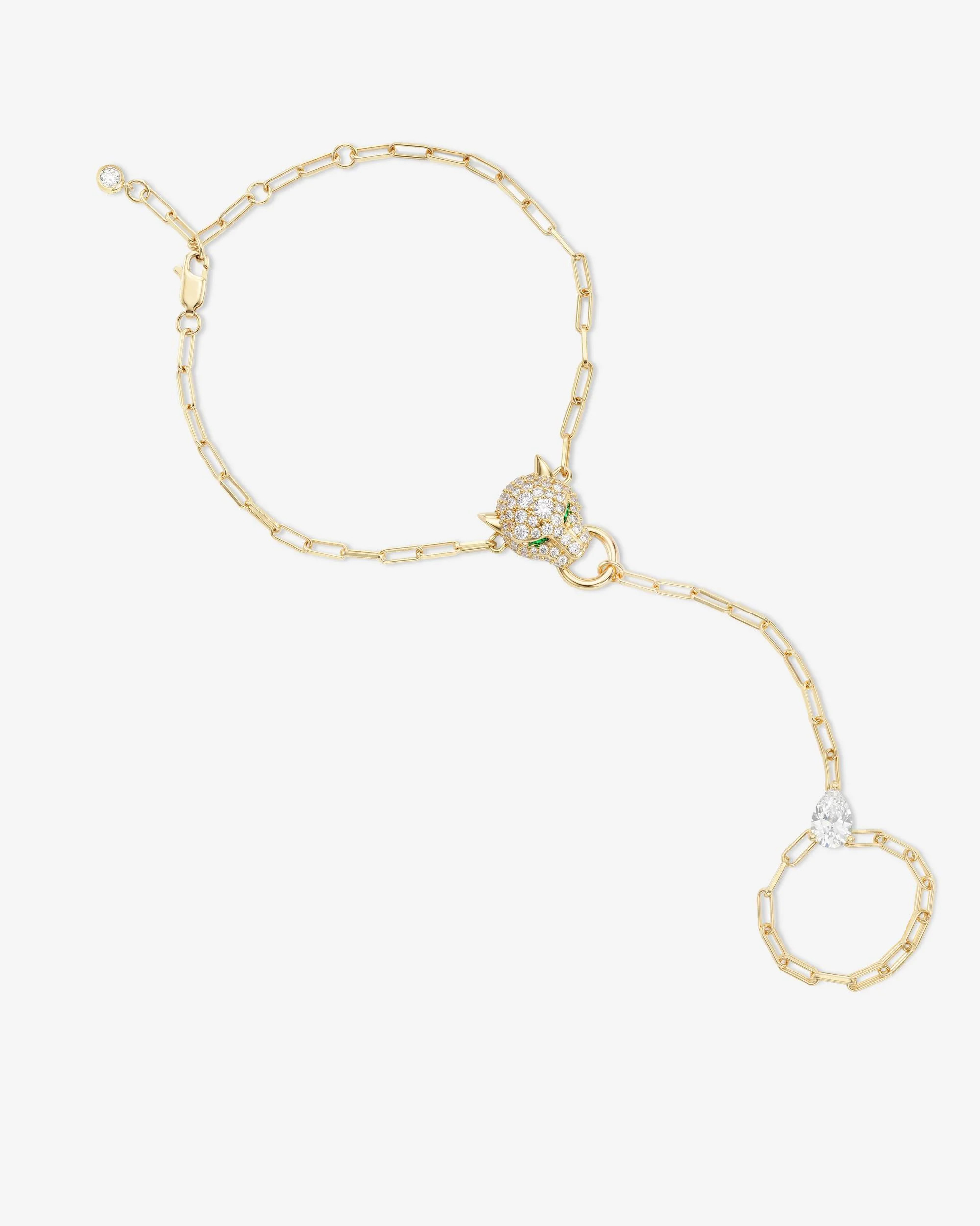 Jaguar Hand Chain - Gold|White Diamondettes | Melinda Maria Jewelry