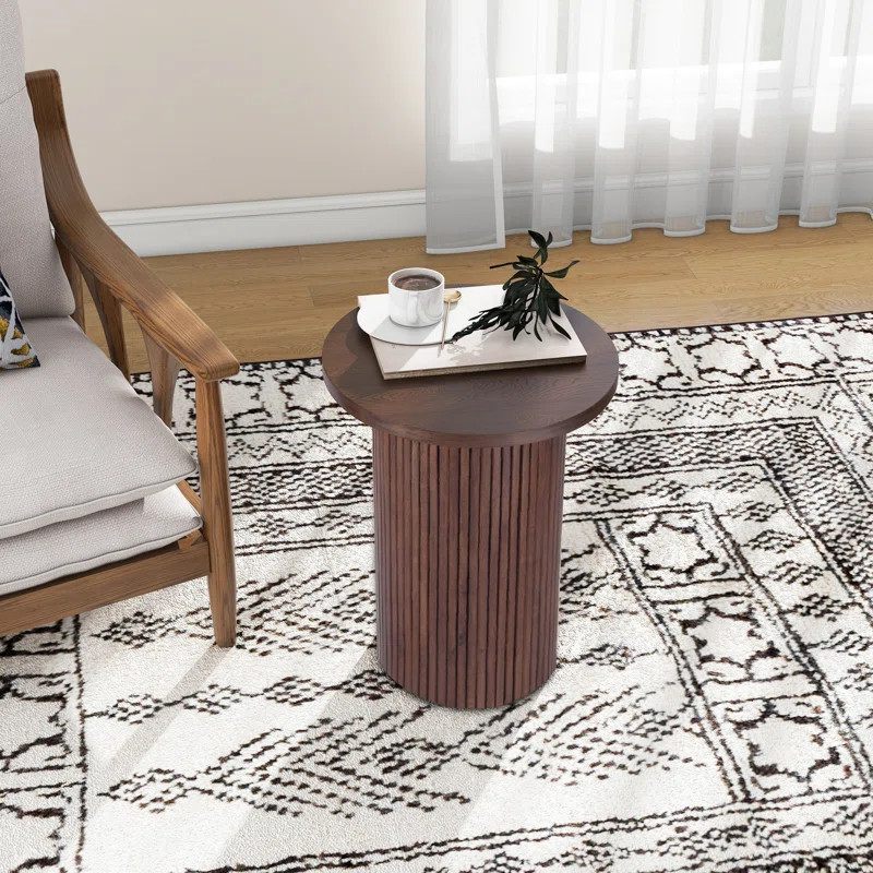 Serwon 22" Tall Pedestal Wood Round End Table | Wayfair North America