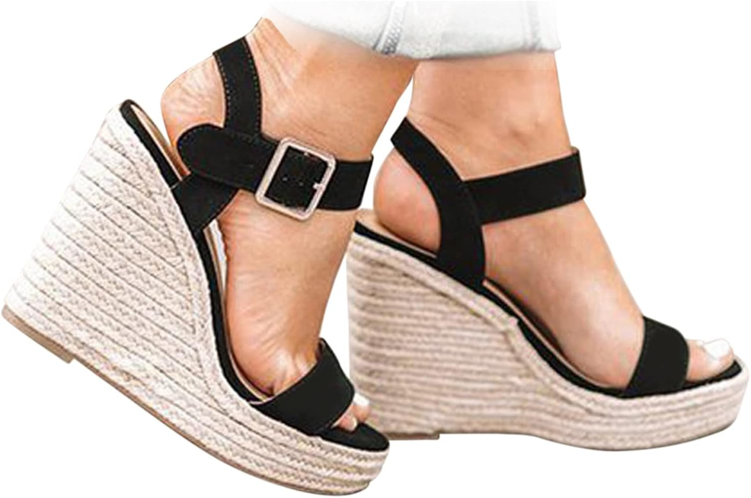 UTIKLIOU Wedge Sandals for Women Platform Sandals Open Toe Wedge Heels Casual Summer Sandals | Amazon (US)