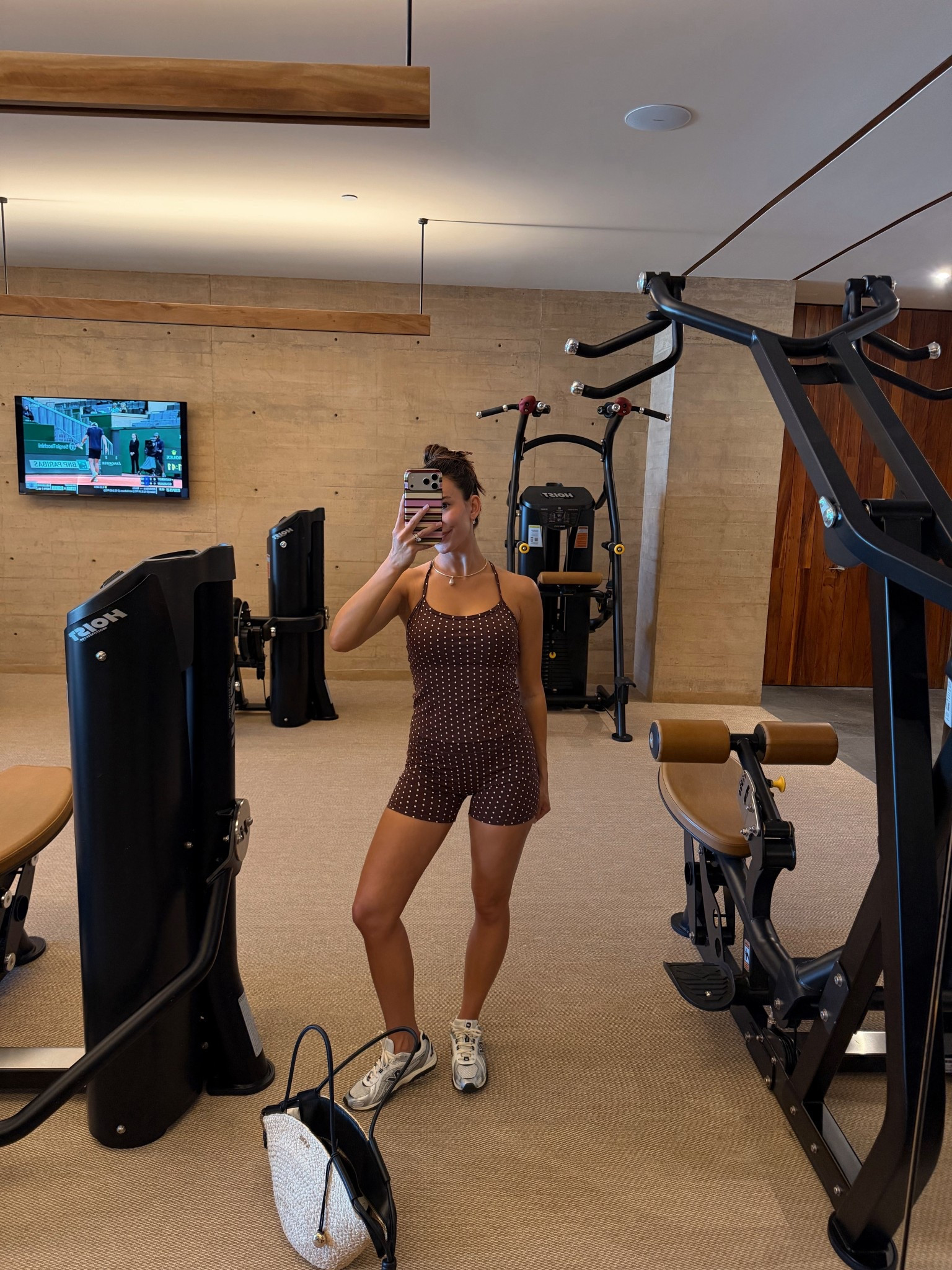 Cutest workout set from Amazon!! 🤍 

Cabo, travel finds, workout outfit inspo, new balance, polka dots, Europe, cabo, Mexico, Hawaii looks, pilates, iPhone case, matching set, Amazon finds for less