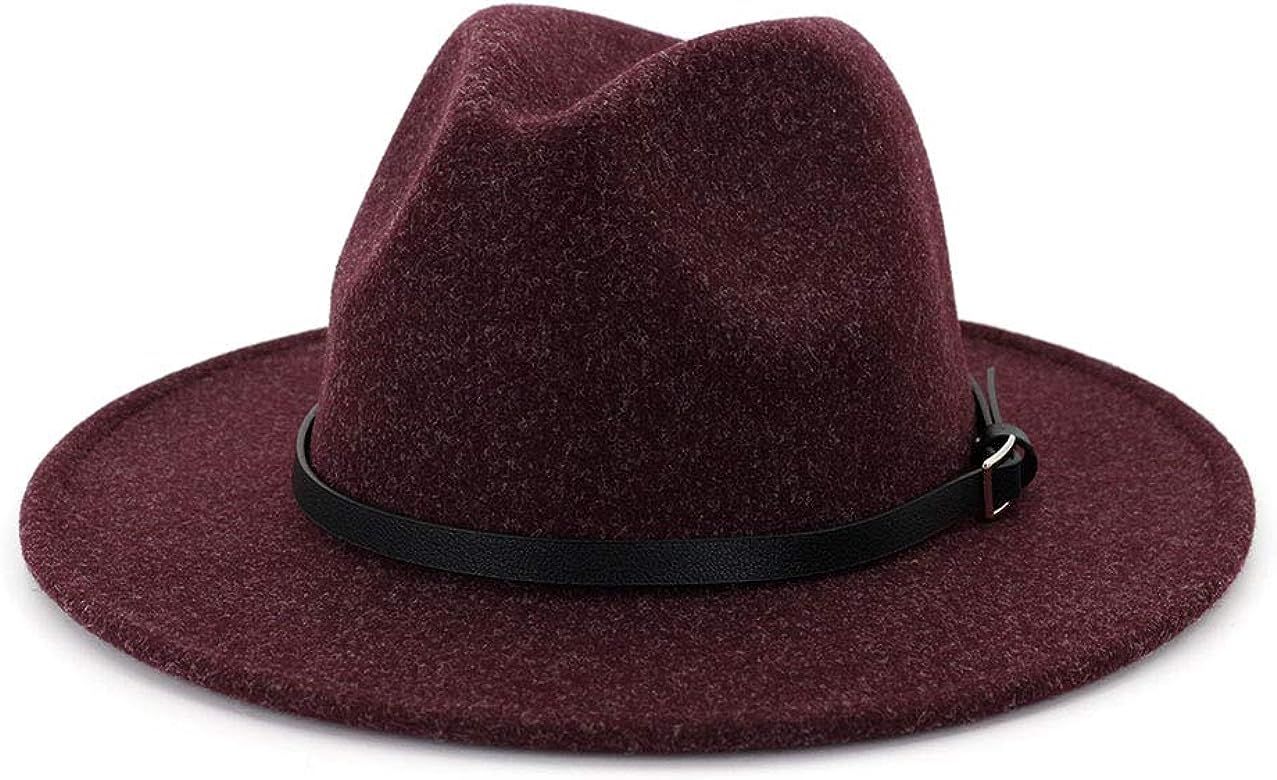 Lisianthus Womens Classic Wool Fedora with Belt Buckle Wide Brim Panama Hat | Amazon (US)