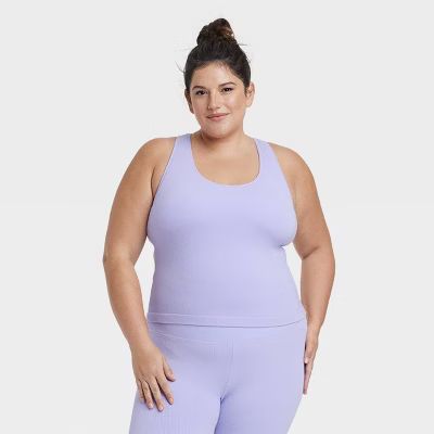 Women's Seamless Racerback Rib Tank Top - All In Motion™ Lilac Purple 1X | Target