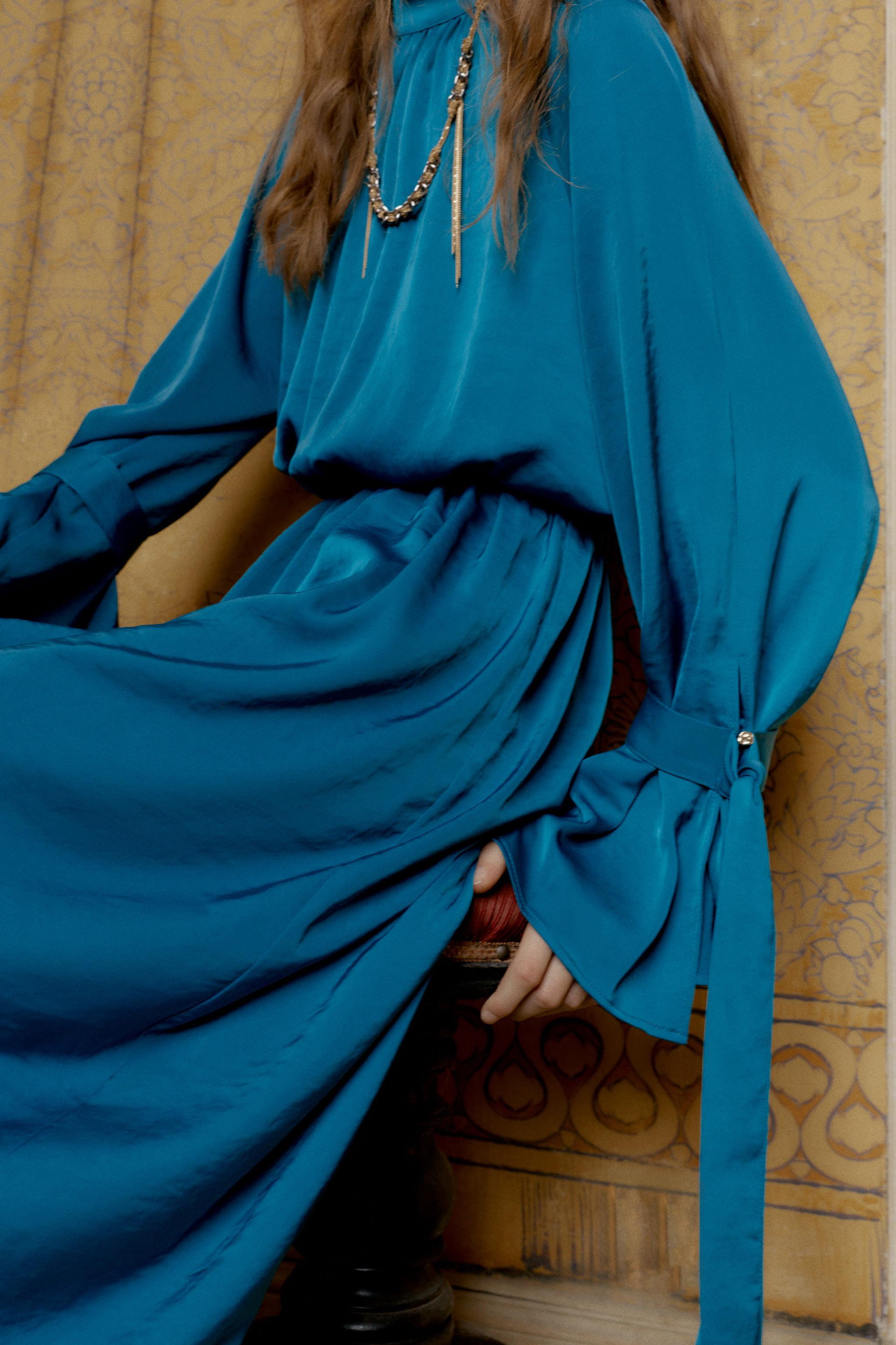 SATIN EFFECT MIDI DRESS WITH BOWS | Zara US