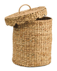 Water Hyacinth Round Basket With Removable Scalloped Lid | Office & Storage | Marshalls | Marshalls